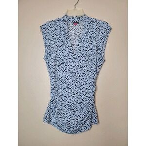 Vince Camuto Women Sleeveless V-Neck Top Rouched Sides Career Casual Blouse Sz M